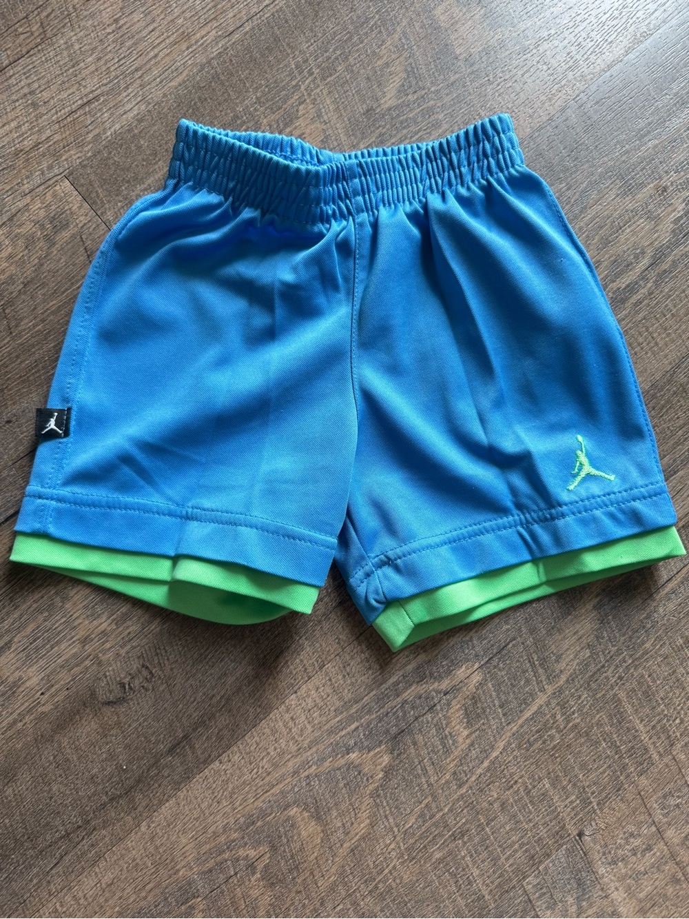 Jordan Blue Athletic Shorts with Neon Green Layer